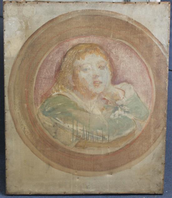 English School Study for a portrait of a child, 30 x 25in., unframed